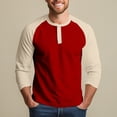 thumbnail image 6 of Hearthz Men's 3/4 Sleeve Baseball Raglan T-Shirts Summer Henley Shirts for Men Casual Cotton Sport Athletic Jersey Tee Tops ,Red XXL, 6 of 7