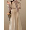 thumbnail image 1 of Robe Longue en Lin de Coton Vintage - Style d'Été à Broderie Rayée, 1 of 3