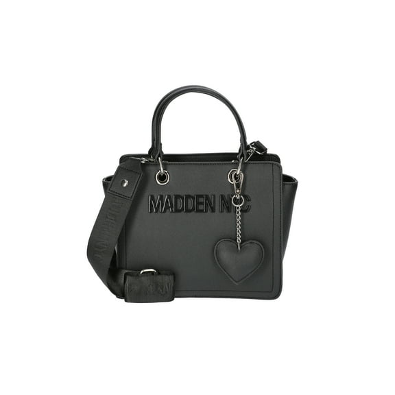Madden NYC Women's Enamel Logo Top Handle Tote Handbag, Black