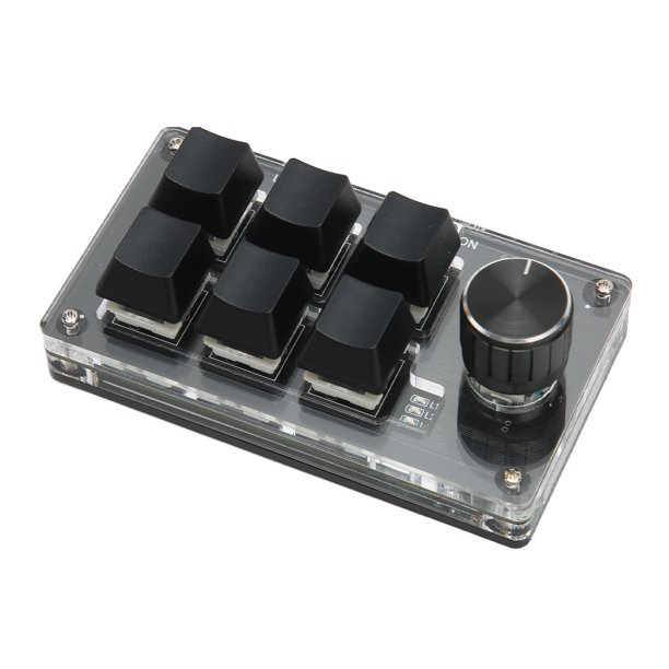 Mini Teclado de 6 Teclas Con Perilla, Teclado Mecánnico Macro Programable Con Una Sola Mano Contruptor Azul, Inalmbrico, Cable USB, Para Juegos de Oficina y Medios