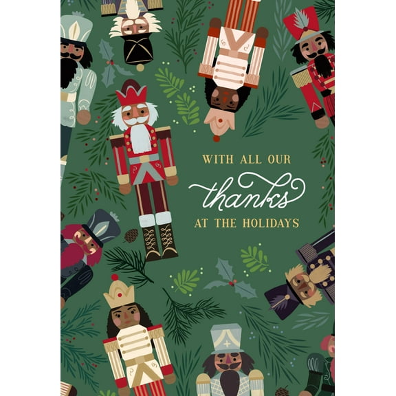 Hallmark Business Bulk Happy Holidays Appreciation Cards (Nutcrackers & Holly), 25 Pack