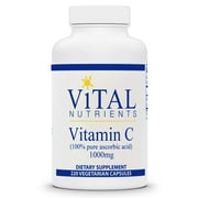 Vital Nutrients - Vitamin C 1000 mg (100% Pure Ascorbic Acid) - Potent Antioxidant to Support Iron Absorption - 220 Vegetarian Capsules