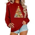 thumbnail image 2 of Ailaofu Christmas Books Tree Sweatshirt Women Teachers Love Reading Xmas Gift Teen School Christmas Holiday Casual Pullover Top, 2 of 6