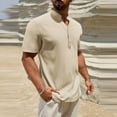 thumbnail image 4 of Wyobmus Mens Henley Shirts Short Sleeve Casual Fashion Button Up Shirts Lightweight Summer Basic Tee S-3X Khaki, 4 of 8