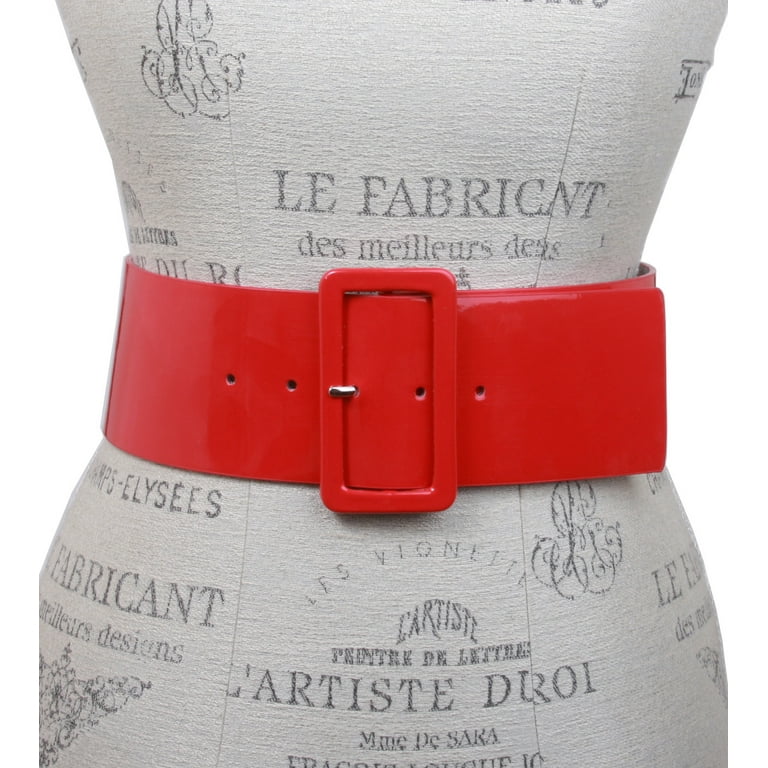 Ladies High Waist Patent Leather Wide Fashion Square Belt  display picture 3