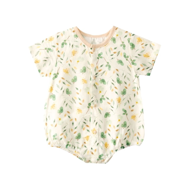 EDFBUYKRS Bébé Garçon Fille Floral à Manches Courtes Barboteuse Justaucorps Combinaison Tenues