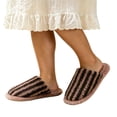 thumbnail image 2 of Samdudou House Slippers for Women Fuzzy Striped Pattern Closed Toe Slip On Plush Warm Indoor Bedroom Flat Footwear for Daily Home Lounging, 2 of 6