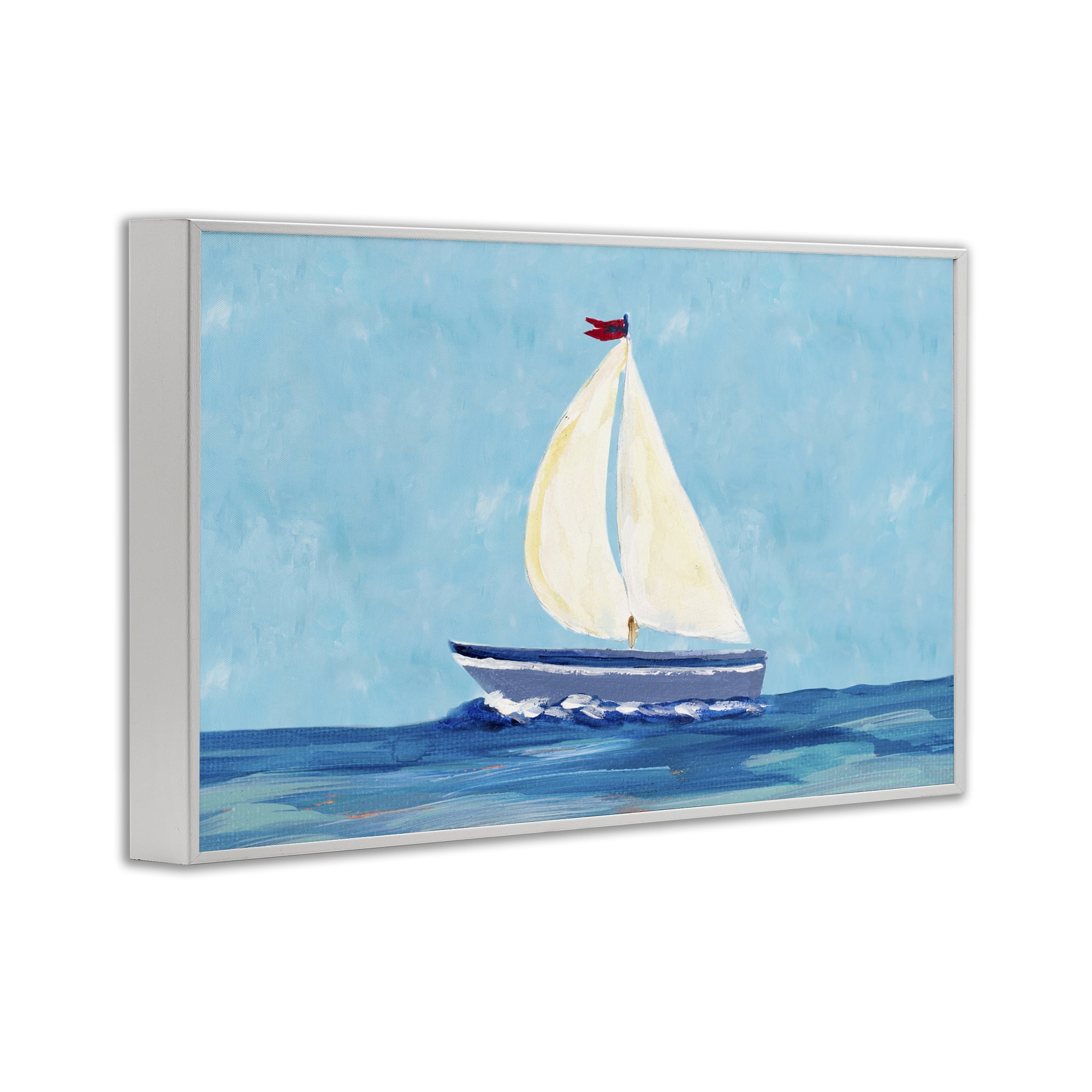Stupell Industries Sail The Sea Transportation Painting White Framed Art Print Wall Art, 18 x 12