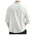 thumbnail image 5 of Blczomt Mens Shirts White 3/4 Sleeve Cotton and Linen Collared Solid Casual Button Down Shirts M, 5 of 5