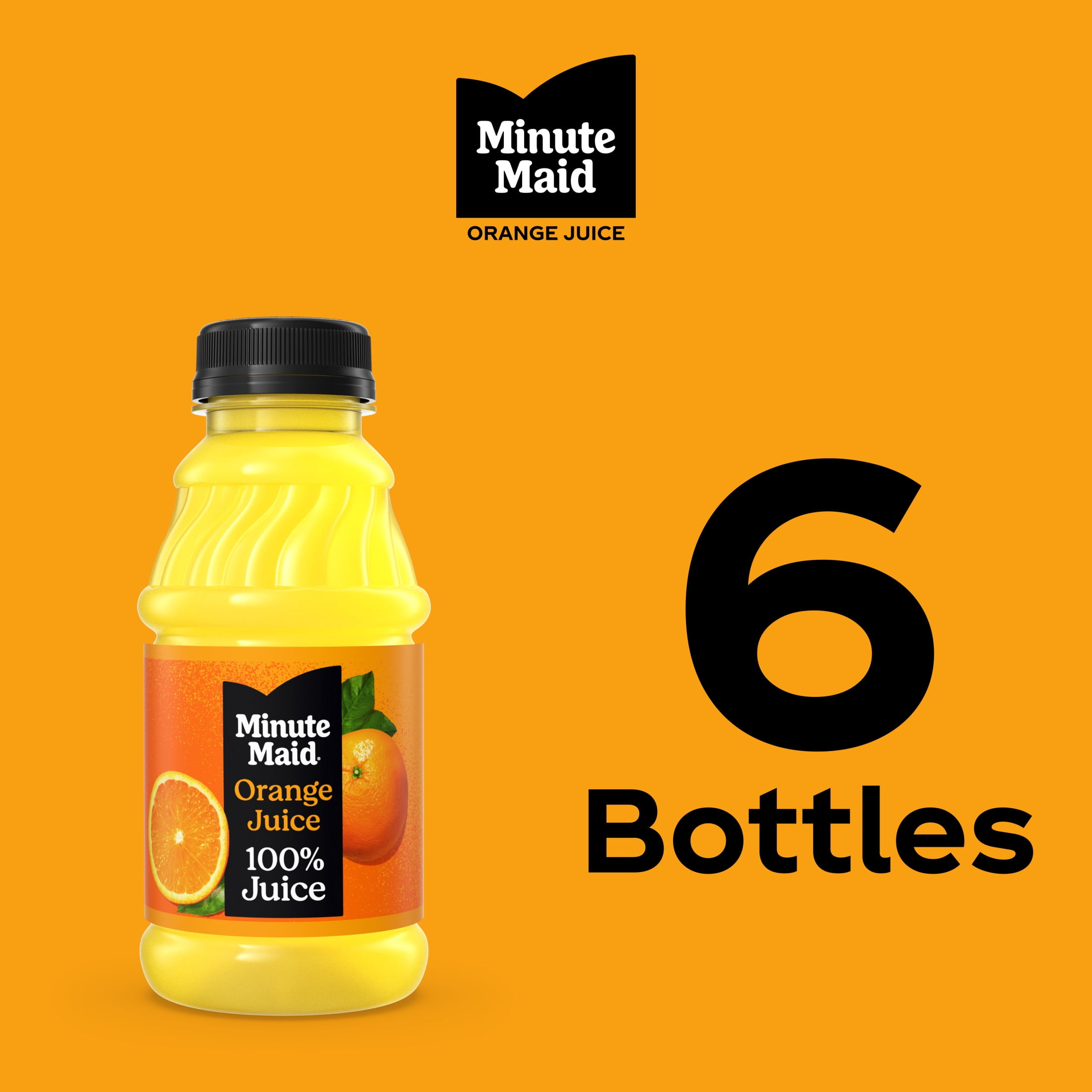 (2 pack) Minute Maid Orange Juice Bottles, 10 fl oz, 6 Pack