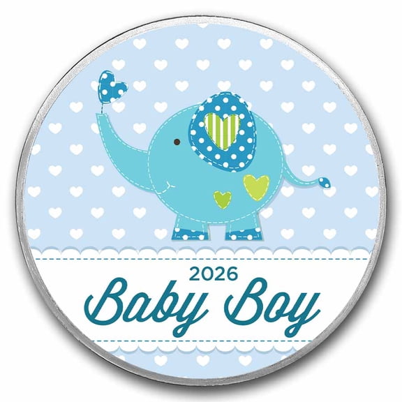 1 oz Silver Colorized Round - APMEX (2026 Baby Boy, Elephant)