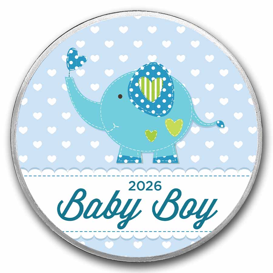 1 oz Silver Colorized Round - APMEX (2026 Baby Boy, Elephant)