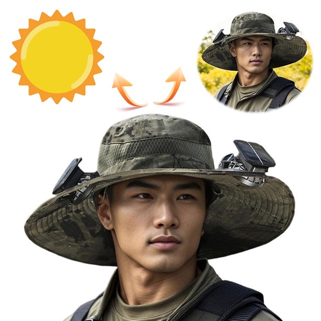 Sombrero Enfriamiento para El Hombres Con 2 Ventiladores Solares Montar Al Aire Libre Senderismo Pesca