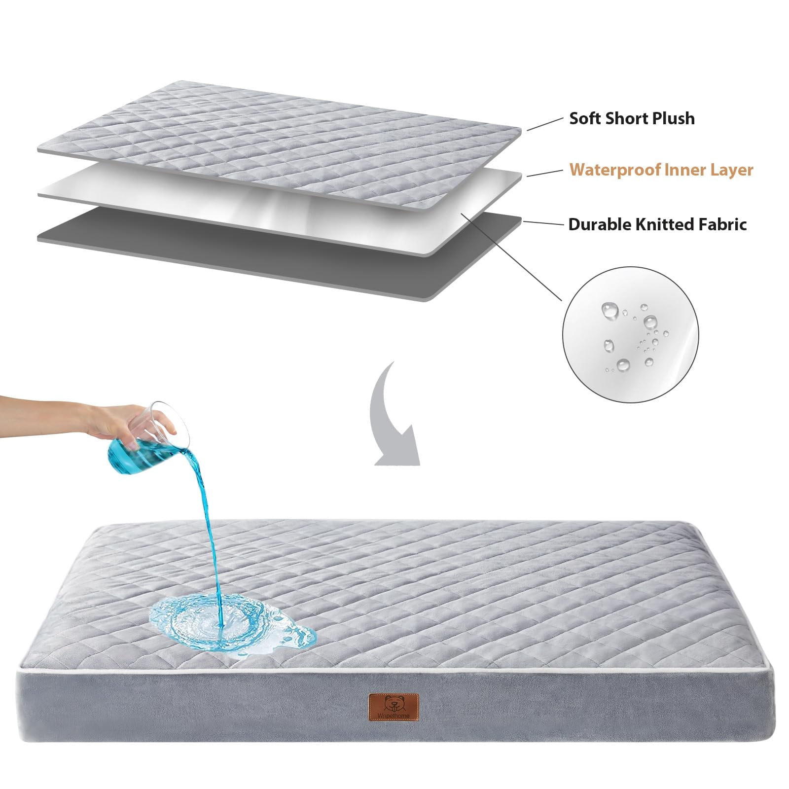 Dog Bed Medium Size  Waterproof Dogs With Removable Washable Cover Multi-needle Quilting Crate