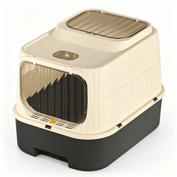 Enclosed Cat Litter Box, Front Entry, Pull Out Drawer, Built-in Litter Sifting Step for Indoor Cats