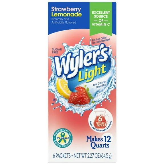 Wyler's Light Strawberry Lemonade Low Calorie Drink Mix, 6 count, 2.27 oz