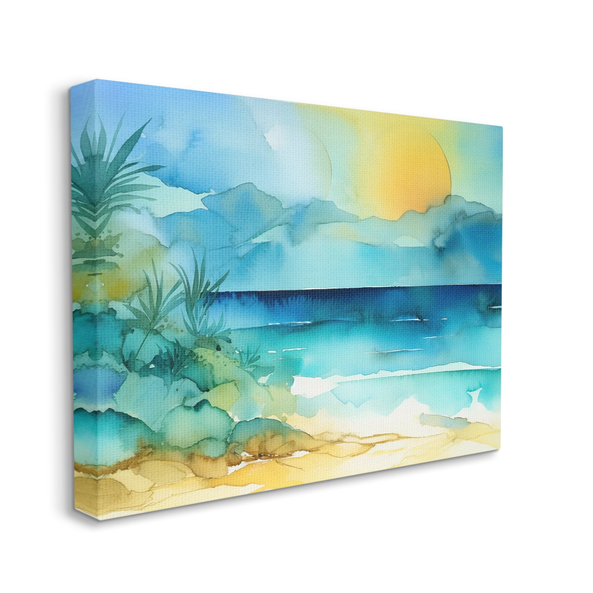 Stupell Industries Abstract Sun on Beach Landscape Painting Gallery Wrapped Canvas Art Print Wall Art, 48 x 36