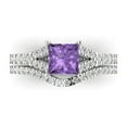 thumbnail image 2 of Clara Pucci 14K White Gold 3.4 Simulated Alexandrite Engraveable Engagement Ring + Wedding Band Set, 2 of 7