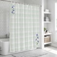 thumbnail image 6 of Blue Spring Floral Shower Curtain, Waterproof Shower Curtains for Bathroom, Watercolor Teal Plaid Summer Botanical Washable Fabric Bathtub Curtain Set Bath Decor with 12 Hooks 48"x72", 6 of 8