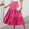 thumbnail image 4 of Women’s High Waist Tiered Maxi Skirt with Elastic Waistband and Pockets Flowy A Line Lightweight Casual Skirt Hot Pink S, 4 of 7