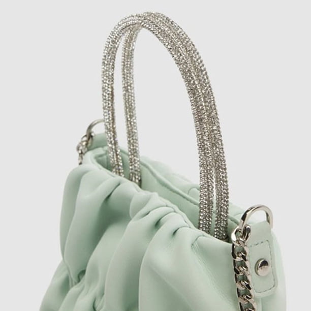 Bolsa de noche para mujer, elegante, con diamantes de imitación, Bolsa bandolera con asa superior para mujer (verde) Hugtrwg Para Estrenar
