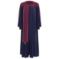 thumbnail image 3 of Miutii Unisex Women Men Church Robe Vneck Zipper Front Color Block Choir Dress Clergy Robes Graduation Gown Navy Blue XL, 3 of 5