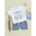 thumbnail image 3 of FEORJGP Toddler Boy Summer Shorts 2Pcs Outfit 0-3Y Infant Baby Letter Print T-Shirt Short Sleeve Shirt Crew Neck Tops with Solid Color Shorts Set Newborn Loose Casual Daily Clothes, 3 of 9