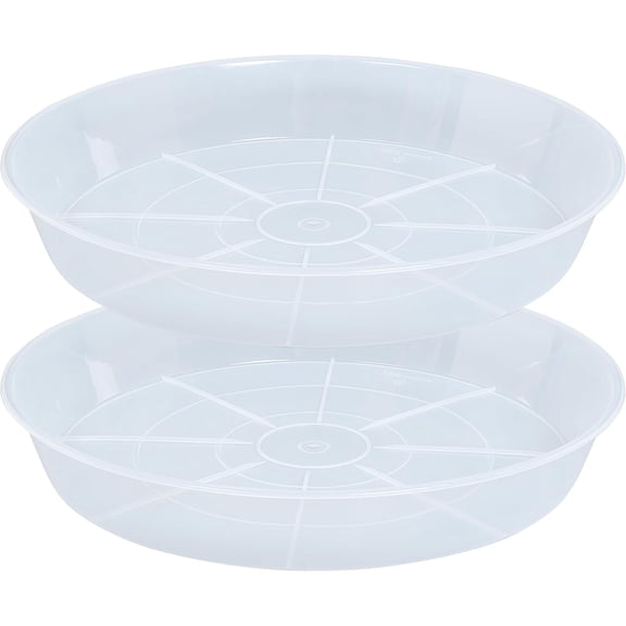 XIBUFE 2 Pack Plant Saucer Drip Tray 13 14 Inch,Large Heavy Sturdy Plastic Planter Flower Pot Saucers for Indoor Outdoor Garden,Plant Water Drip Trays for Pots (14" 2Pack,Clear)