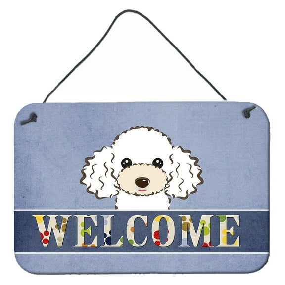 Carolines Treasures BB1443DS812 White Poodle Welcome Wall and Door Hanging Prints