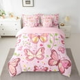 thumbnail image 2 of Castle Fairy Girls Pink Butterfly 7pcs Bedding Comforter Set,Chic Flower Queen Bedding Sets Super Cozy,Love Heart Print Queen Sheet Sets,Luxury Bedroom Decor, 2 of 8