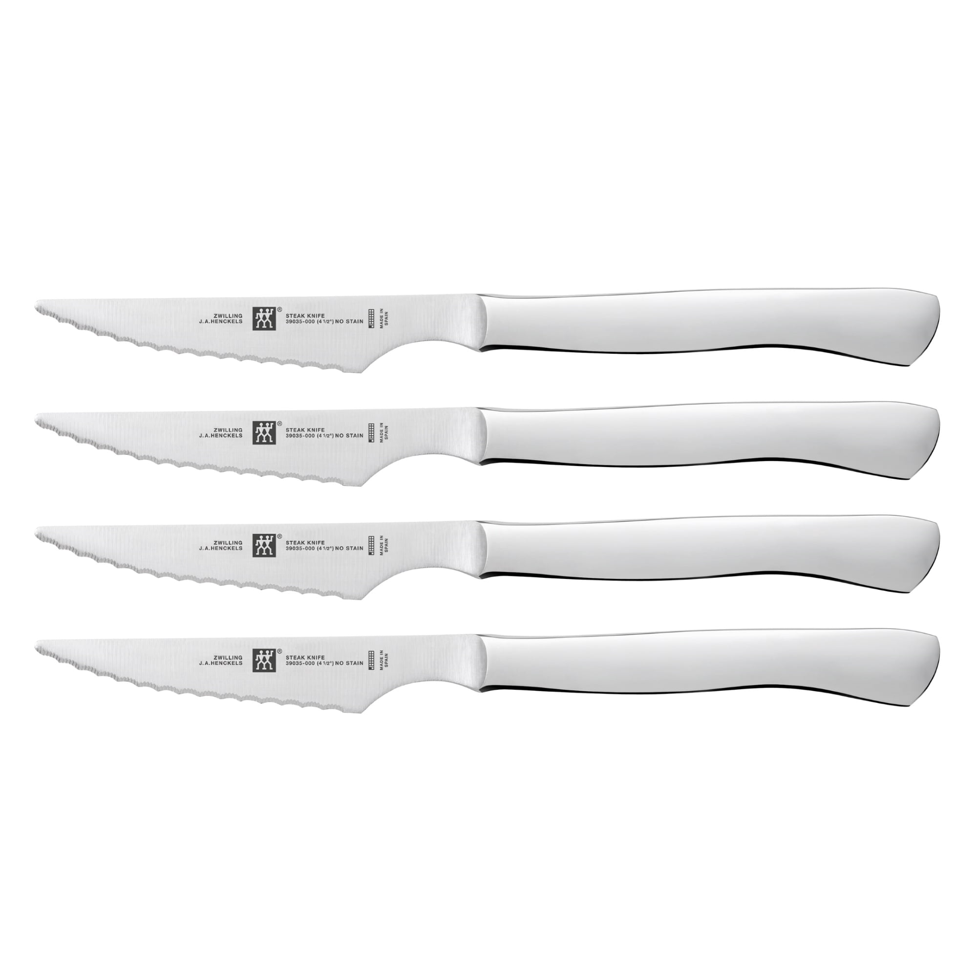 ZWILLING 4-pc Stainless Steel Serrated Steak Knife Set, made in Spain