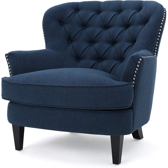 Christopher Knight Home Tafton Fabric Club Chair, Dark Blue 35D x 33.5W x 34.5H in