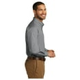 thumbnail image 3 of Port Authority Men's Long Sleeve Carefree Poplin Classic Fit Shirt Gusty Grey Small, 3 of 4