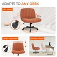 thumbnail image 6 of Orange Factory Criss Cross Chair Wheels Wide Cross Legged Office Desk Vanity Chair Comfy Fabric Armless Adjustable Swivel for Home Computer Task (Brown Wheel, Fabric), 6 of 8