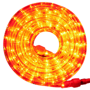 Flexilight 12Ft LED Rope Light 120V 2-Wire 1/2” 13mm Diameter Extendable Indoor Outdoor Home Decoration Christmas Party Accent Lighting (Orange)