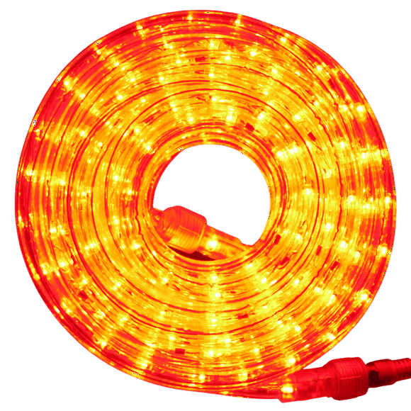 Flexilight 24Ft LED Rope Light 120V 2-Wire 1/2” 13mm Diameter Extendable Indoor Outdoor Home Decoration Christmas Party Accent Lighting (Orange)
