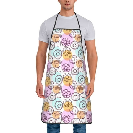 

Chef Aprons for Men and Women - Donuts and Coffee Oil-Resistant Bib Aprons for Cooking Waterproof BBQ Grilling Kitchen Aprons Gifts for Women and Men