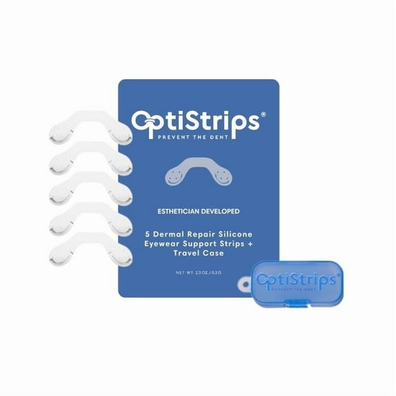 Optistrips Non-Slip Silicone Eyeglass Nose Pads, Clear, 5 Piece