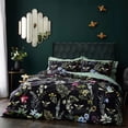 thumbnail image 1 of Wylder Midnight Bee Velvet Floral Duvet Cover Set, 1 of 4