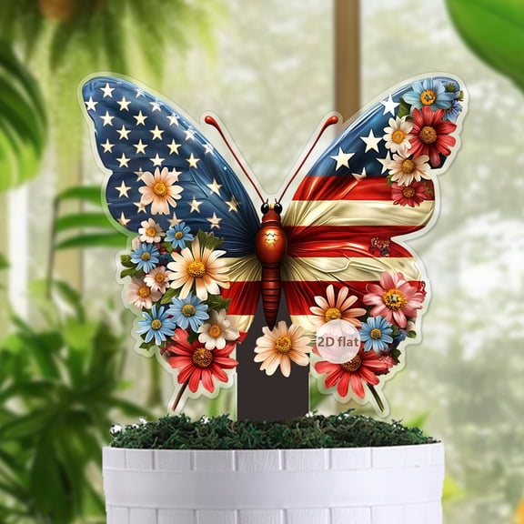 250th Independence Day Patriotic Mini 2D Flat Ground Insertion Garden Stake 4th of July Outdoor Yard Lawn Festival Decor Supplies