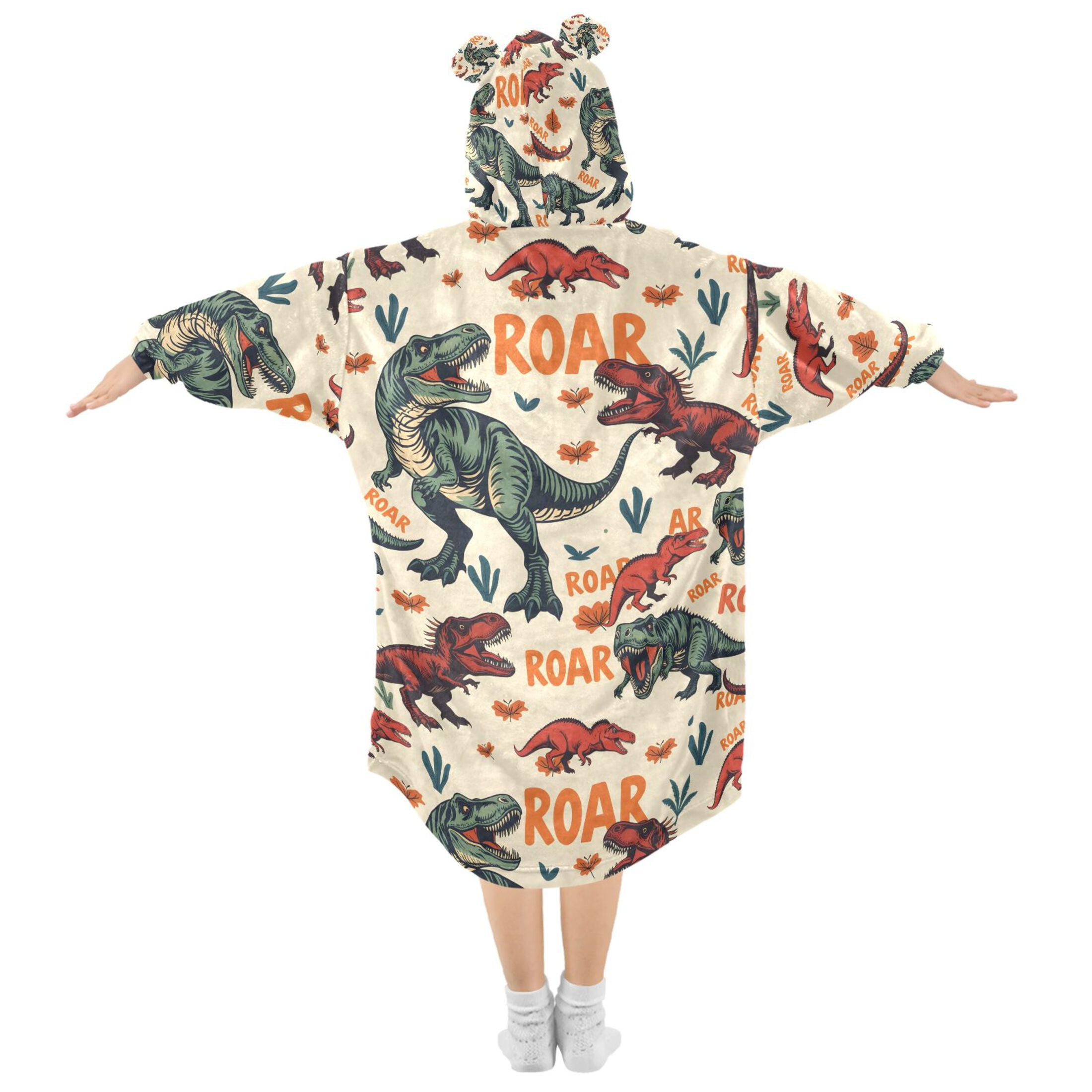 joogoo Wearable Blanket Hoodie for Cartoon Dinosaur-d5 Flannel Sherpa Pocket 3-14 YR S