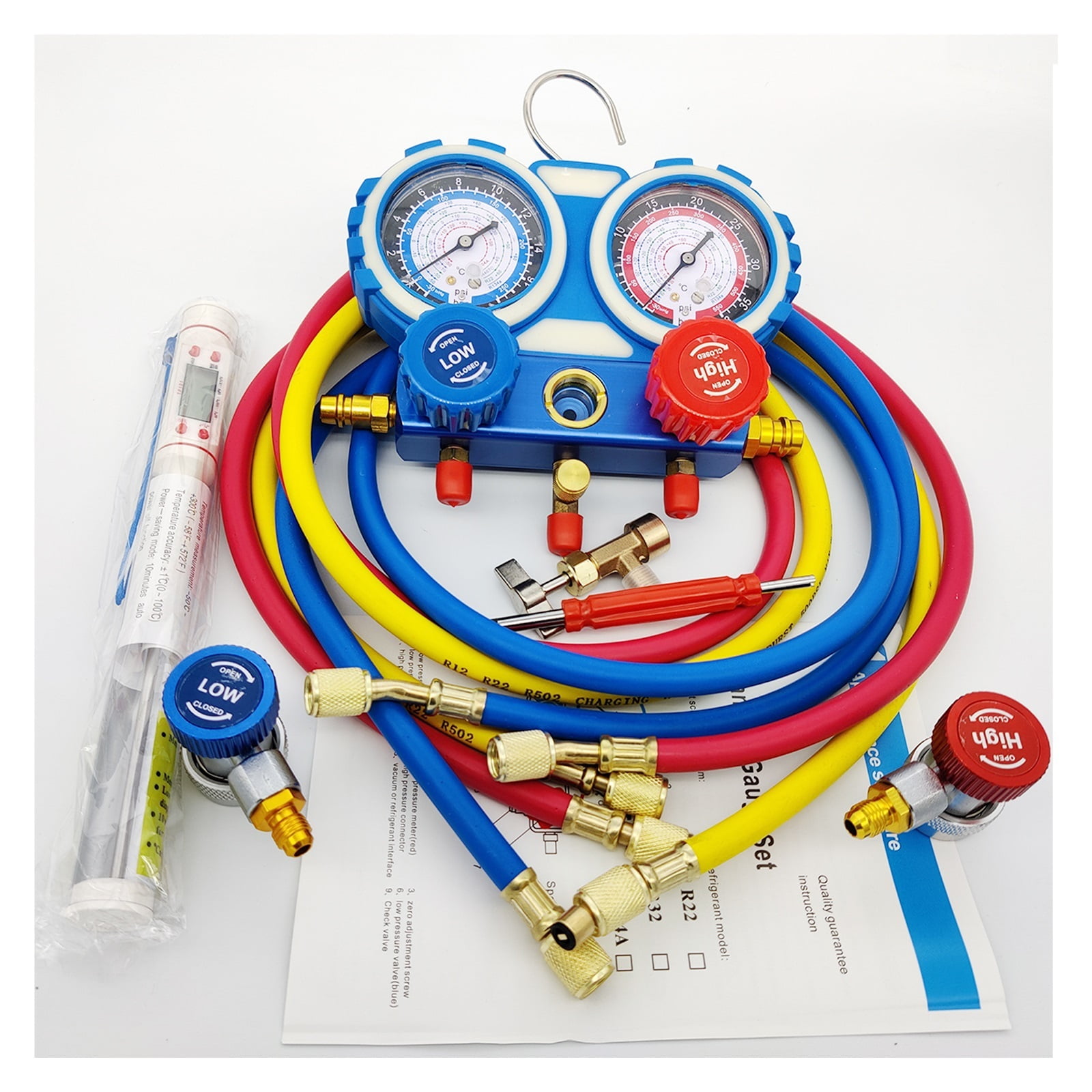 Refrigerant Manifold Gauge Set Air Conditioning Tools With Hose And Hook For R134A R22 R407C R404 Air Conditioning Refrigeration ,Accurate and Precise Gauges
