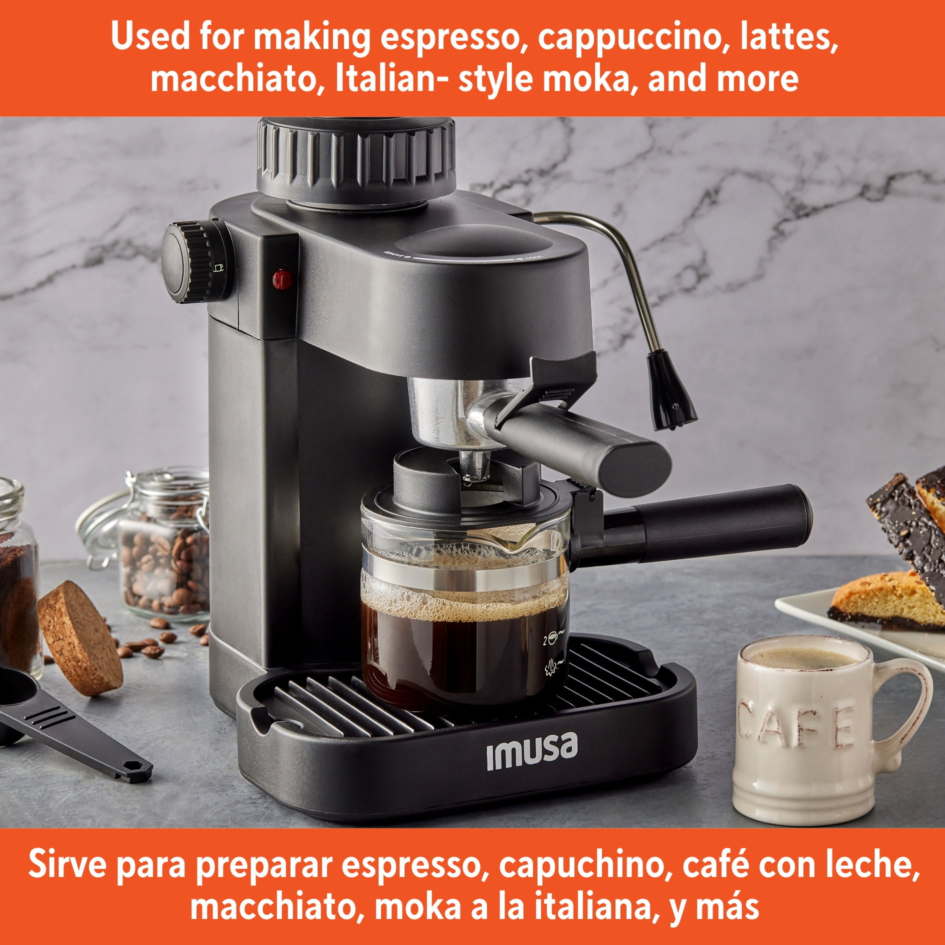 IMUSA 4cup Electric Espresso Cappuccino Maker, Black
