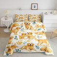 thumbnail image 2 of Manfei Watercolor Golden Dog King Size Comforter Sets, Leaf Foliage Comforters King Size, Cream Khaki, Polkadot Reversible, 3 Pieces, 1 Comforter and 2 Pillowcases, 2 of 7