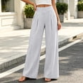 thumbnail image 6 of ClodeEU Women's Striped High Waist Pleated Wide Leg Pants,Casual Loose Trousers with Pockets ,Women's Plus XL, 6 of 7