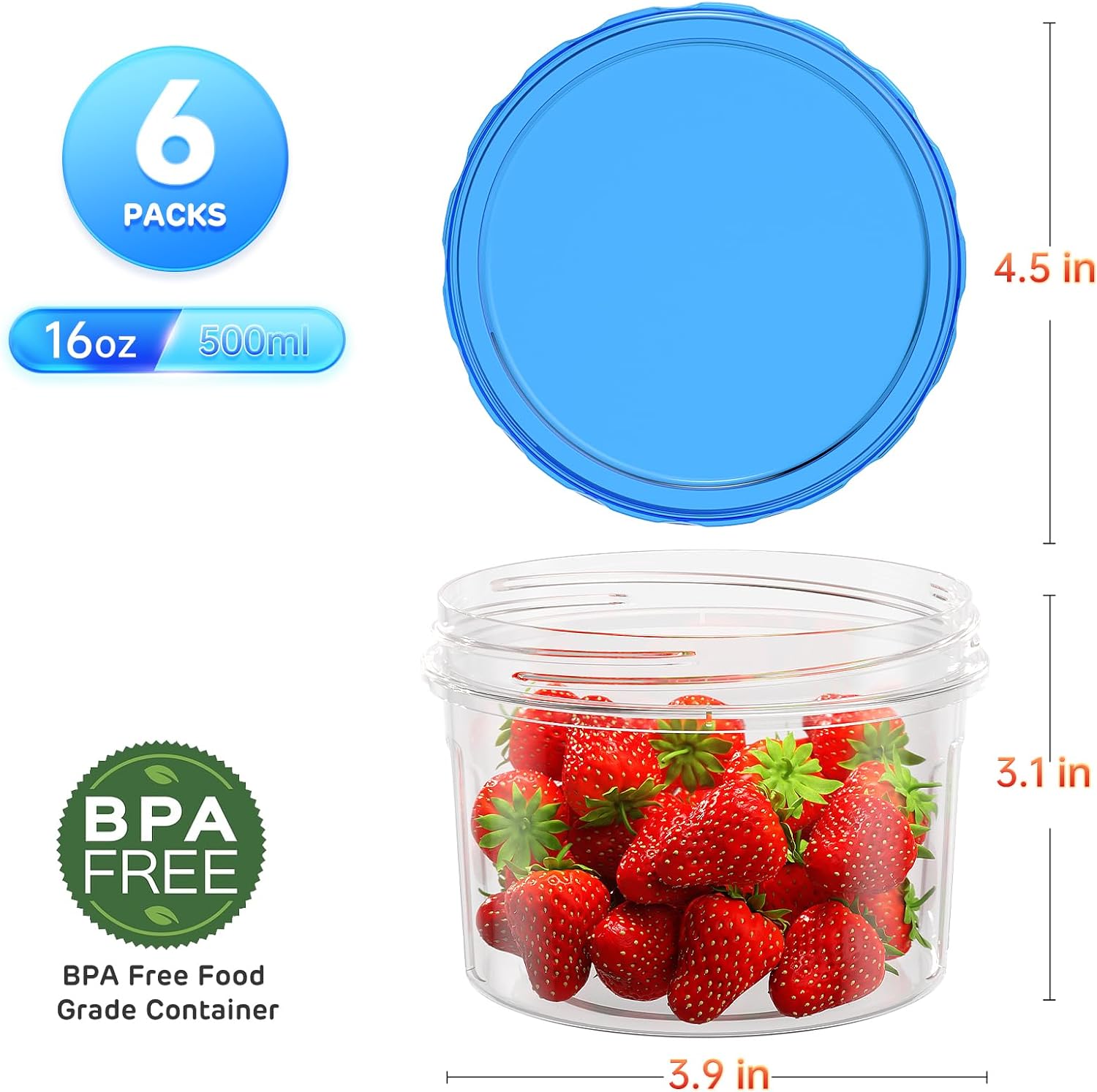 Mishitina 16 oz Freezer Storage Containers, 6-Pack photo 2