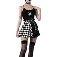 thumbnail image 4 of Women High Waist A Line Mini Skirts Harajuku Goth Short Skirts Pleated Lace Trim Ruffle Mesh Skirt, 4 of 9
