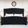 LUXOAK King Size Bed Frame with Wingback Headboard & Footboard, Black ...