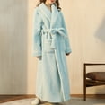 thumbnail image 5 of Luxalzxs Cotton Nightgowns for Women Solid Color Plus Size Long Sleeve Shawl Collar Full Length Velvet Padded Warm Robe Nightgown Bathrobe with Waistband, 5 of 5