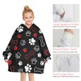 thumbnail image 6 of Paw Prints and Bones Blanket Hoodies for Kids 6-13YR Oversize Wearable Blanket Hoodies for Boys Girls Teens, 6 of 7
